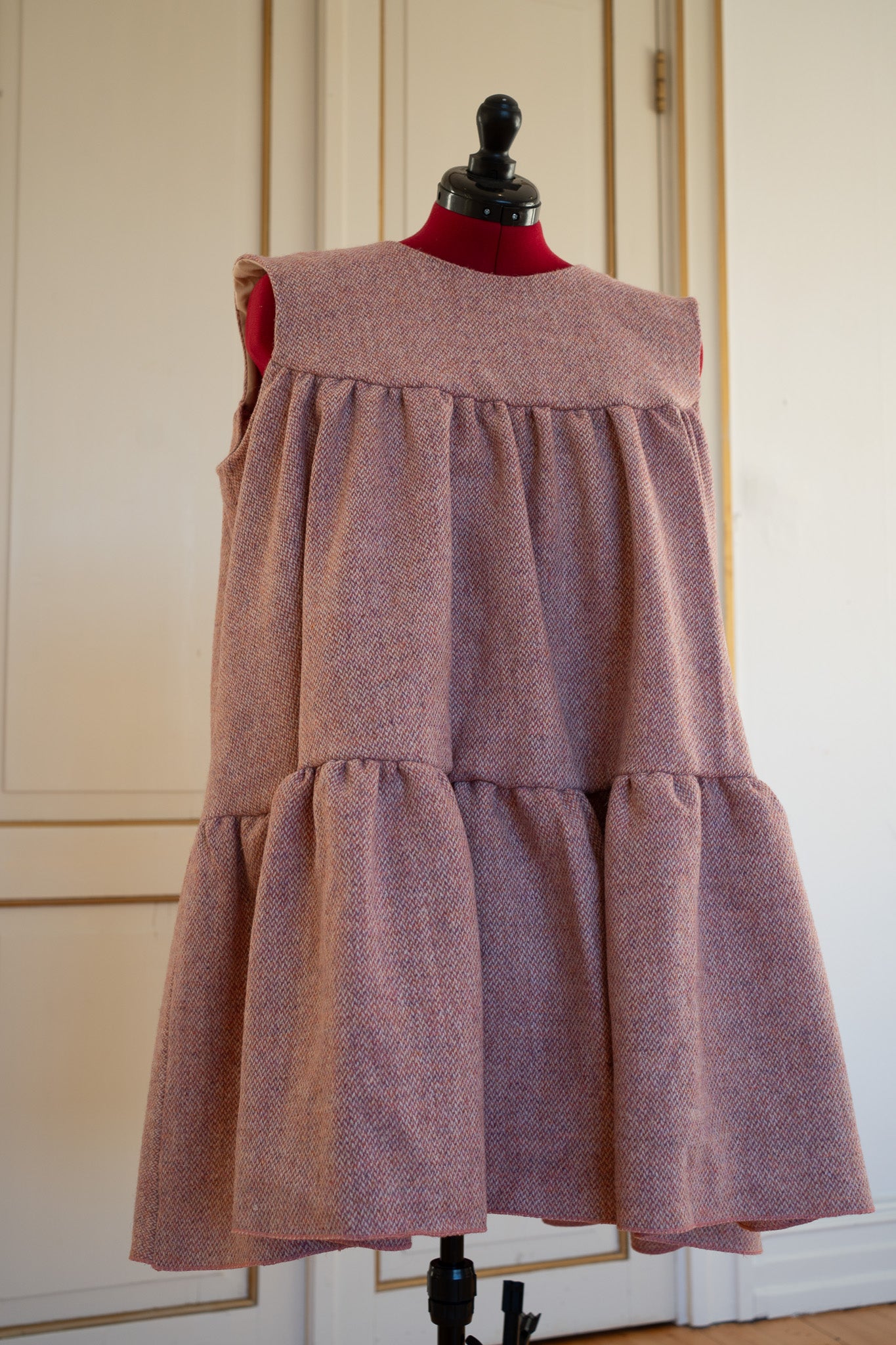 Alice Dress - Ready to Wear - Size XL - Pink Harris Tweed® Wool (One of a kind)