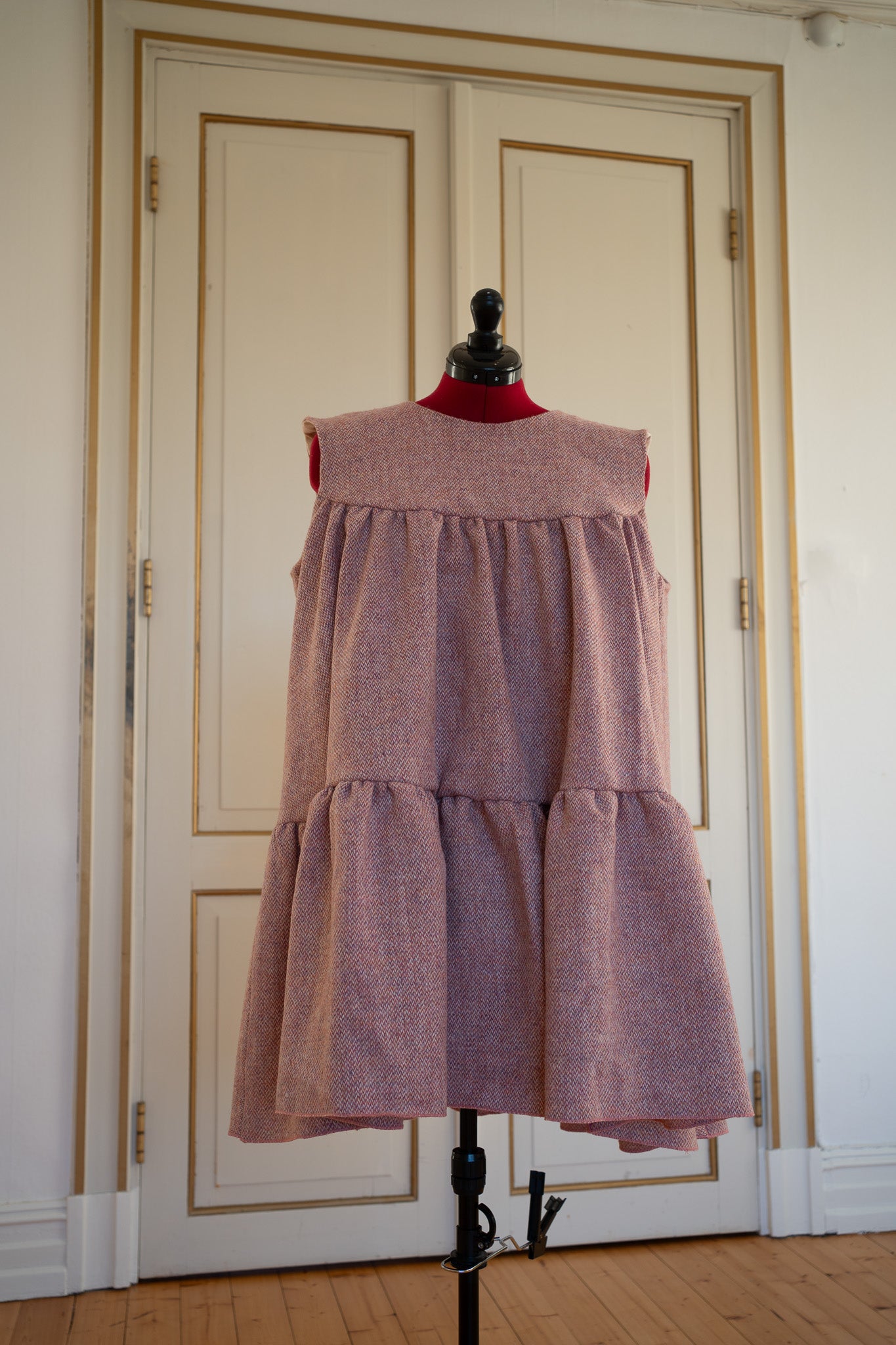 Alice Dress - Ready to Wear - Size XL - Pink Harris Tweed® Wool (One of a kind)