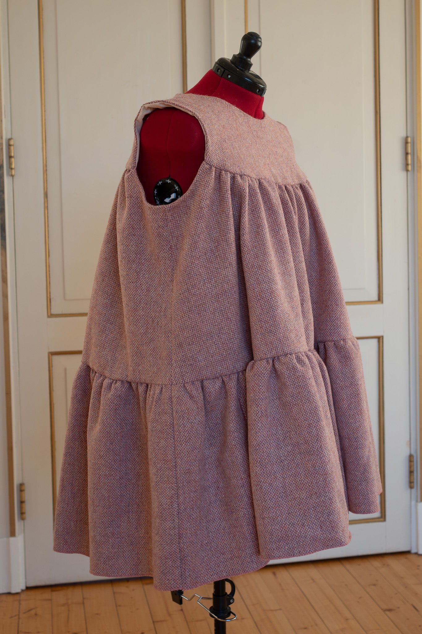 Alice Dress - Ready to Wear - Size XL - Pink Harris Tweed® Wool (One of a kind)